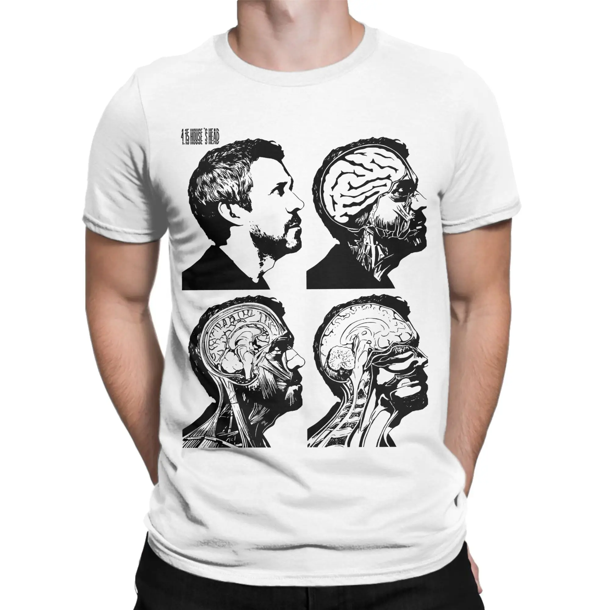 Dr Wilson House MD blue flames T Shirt for Men Cotton Funny T-Shirts Crew Neck  Tee Shirt Short Sleeve Tops Summer