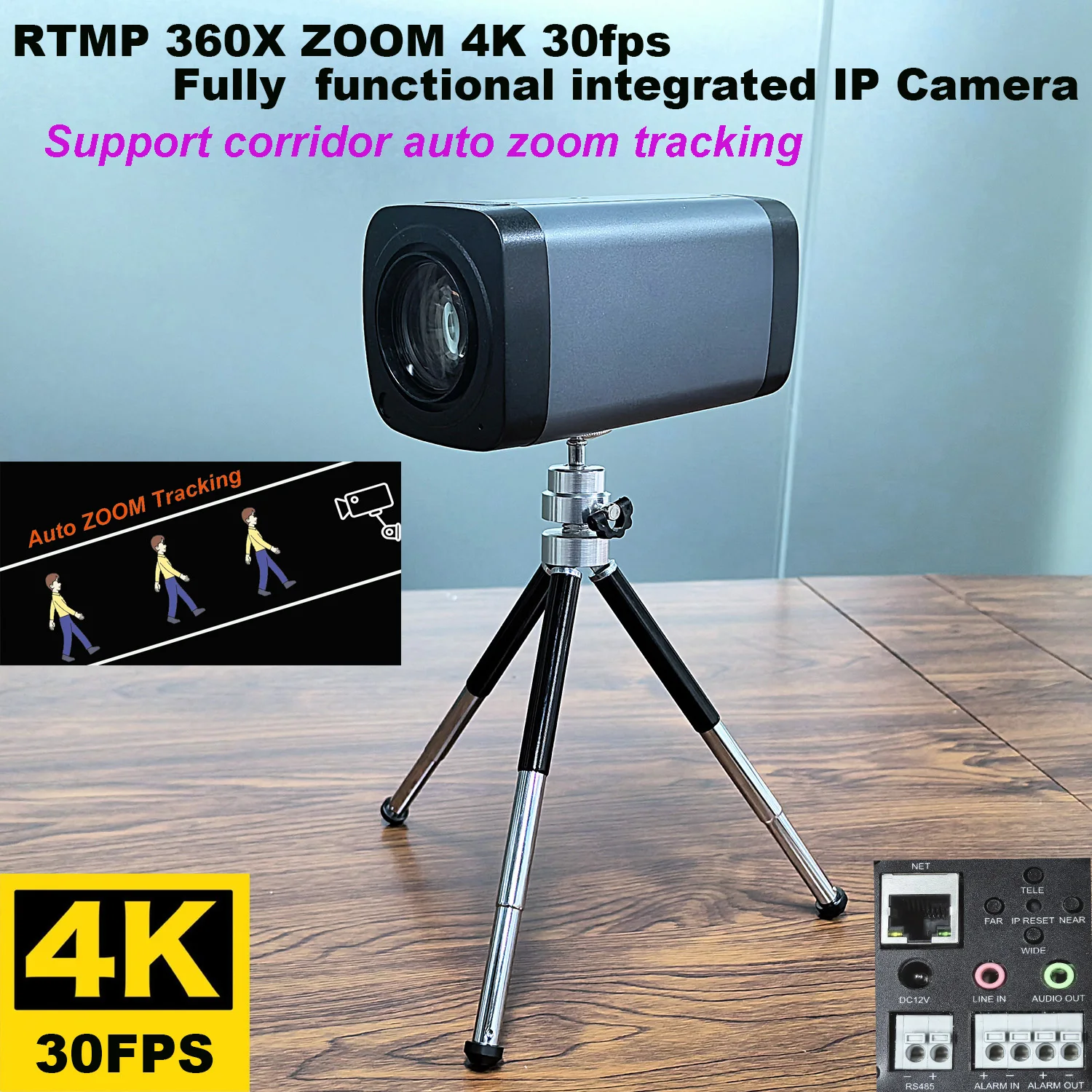 

RTMP 4K 8MP 30fps 360X ZOOM auto ZOOM Tracking IMX 415 IP Camera ONVIF Absolute Move auto IRIS Hikvision protocol IP Camera