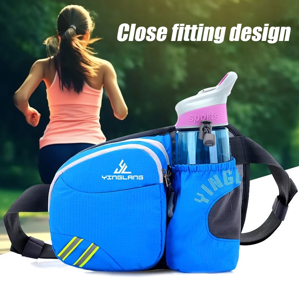 1PCS Fanny Pack with Water Bottle Holder for Men Women, Hiking Waist Bag Hip Bum Bag Adjustable Strap Belt Bag Zipper Pocket