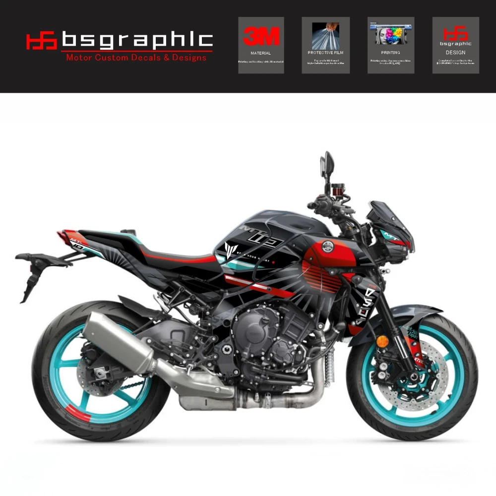 

For Yamaha Mt-10 MT10 2022 23 24 25 26 Motorcycle Body Fairing Protective Sticker Decal Street Bike Darkside Graphic Turquoise