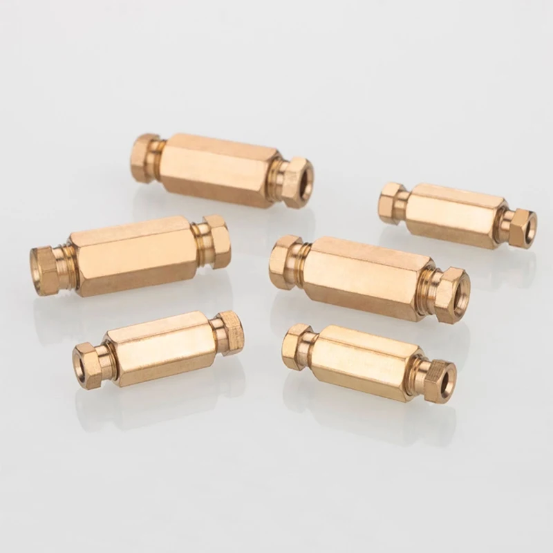 Internal card straight through joint machine tool lubricating oil nylon tube copper tube oil tube copper 2 way joint 4 6 8 10mm