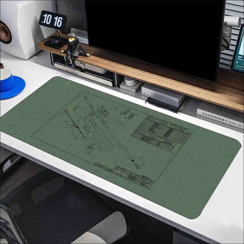 Equipment blueprint Technical Drawing Large Mouse Pad Non-Slip Rubber With Stitched Edges For Gaming Setup And Daily Office Work