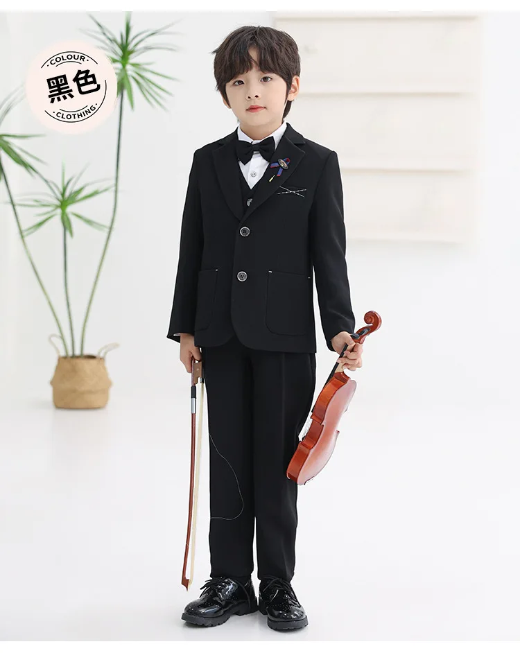 Anzug-Set für Jungen, Kinder-Blazer-Outfit, Blumenjungen-Hochzeitsanzug, Kostüm für Klavierauftritte bei Geburtstagsfeiern und formellen Anlässen – Detail 10