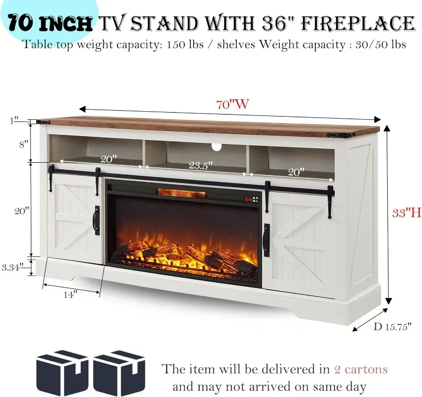 OKD Fireplace TV Stand for 80 Inch TV, 33