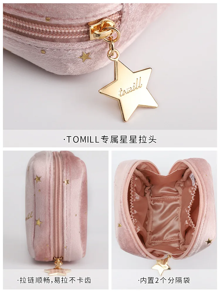 Sanitary Napkin Storage Bag Velvet Bag for Teen Girls Portable Period Pouch with Zipper Lipstick Perfume Storage