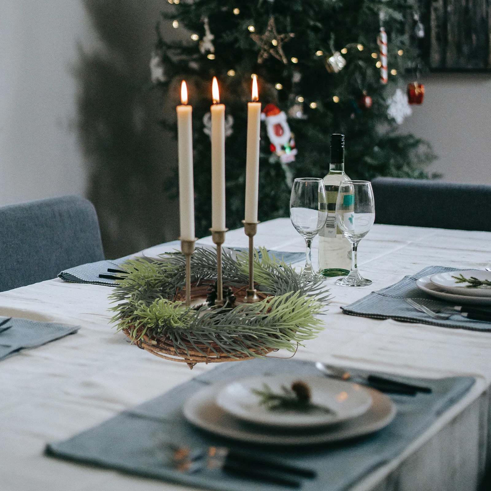 

Simulation Pine Wreath Artificial Garland Hanging Ring For Door Window Home Festival Tabletop Decor