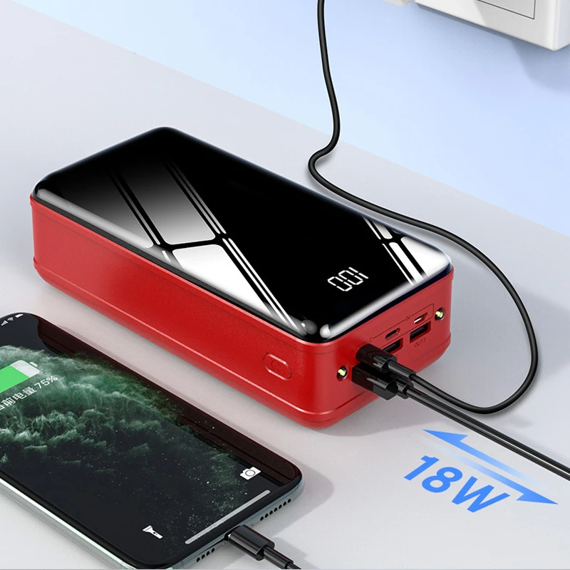 50000mAh Power Bank 3 USB Port PD 18W Fast Charging Powerbank for iPhone Samsung S23 Xiaomi External Battery Charger Poverbank