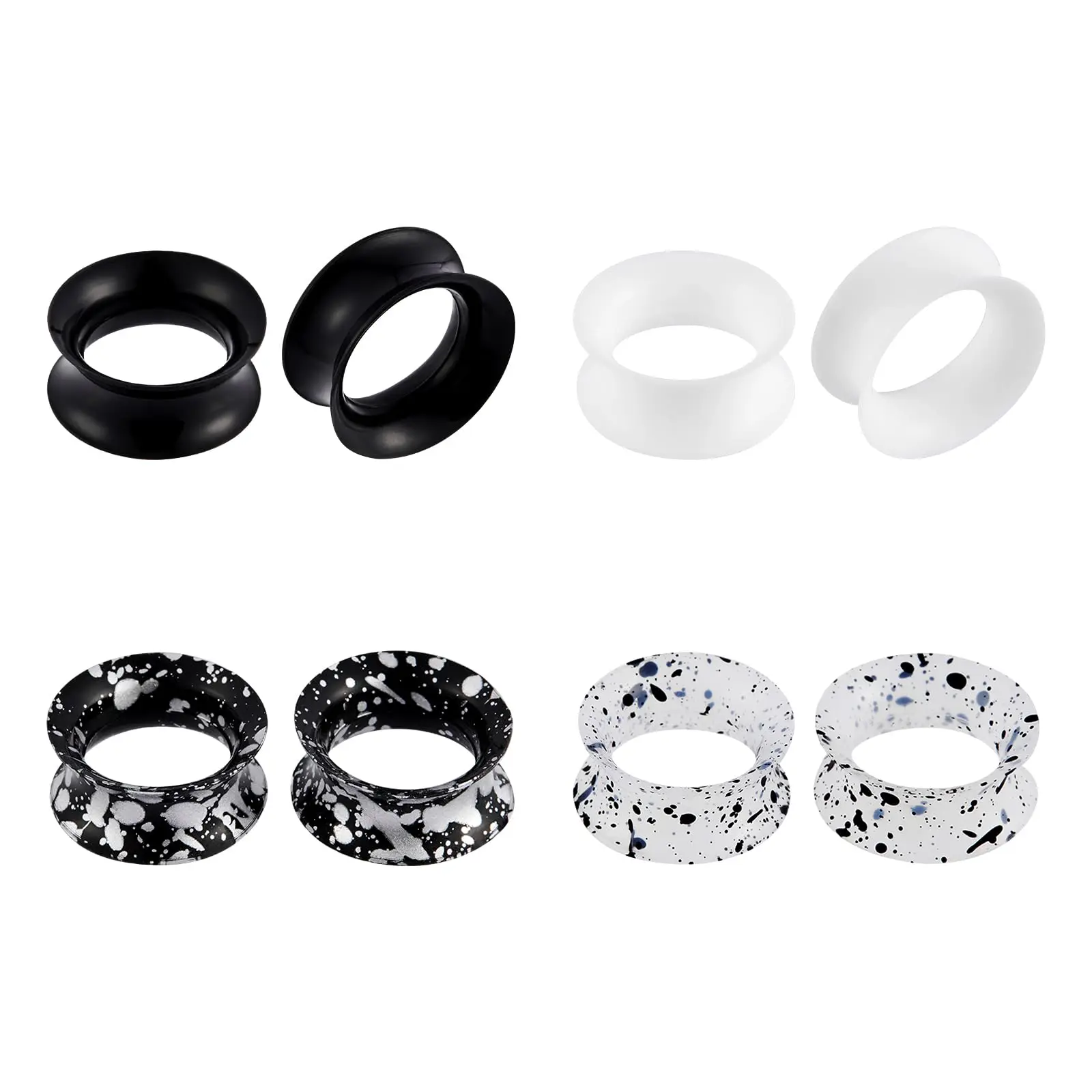 1/4 Pairs Unisex Silicone Flexible Ear Skin Tunnels Plugs Expanders Gauges Hollow Stretching Body Piercing Jewelry 2G-3/4 6-20MM