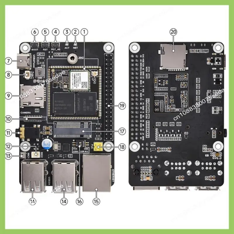 

Y19A Pico Pi B W Встроенная плата разработки RV1106 Linux 256 МБ DDE3L 0,5TOPS Очисточная мощность с WIFI без модуля 4G