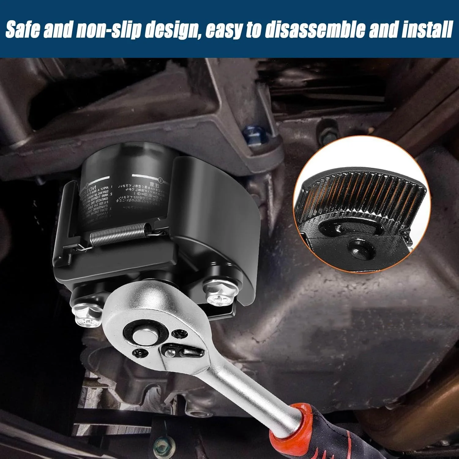 العالمي قابل للتعديل اثنين الفك فلتر زيت وجع 60-80 مللي متر الصلب مزيل الوقود المصبوب الأسود لصيانة السيارات دراجة نارية #2