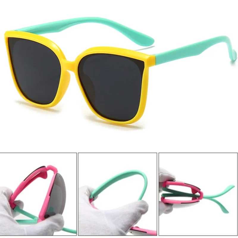 Flexible Silicone Kids Sunglasses UV400 Shade Polarized Lens Eyewear Boys Girls Outdoor Cat Eye Goggles Sun Glasses
