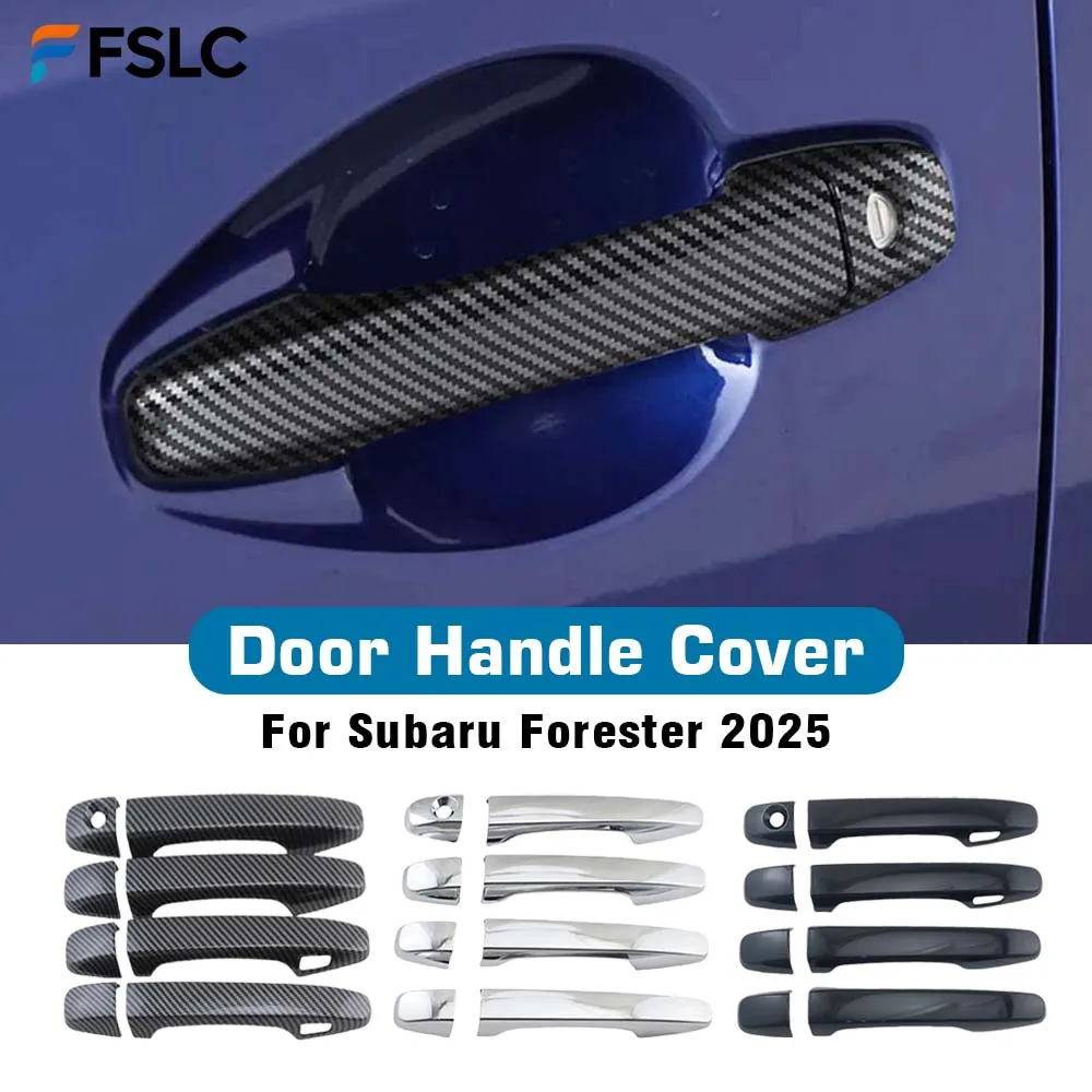 غطاء مقبض الباب لتزيين السيارة لسوبارو فورستر 2025 ملحقات الرؤية الخلفية للسيارة ملصقات تصفيف فضية كروم