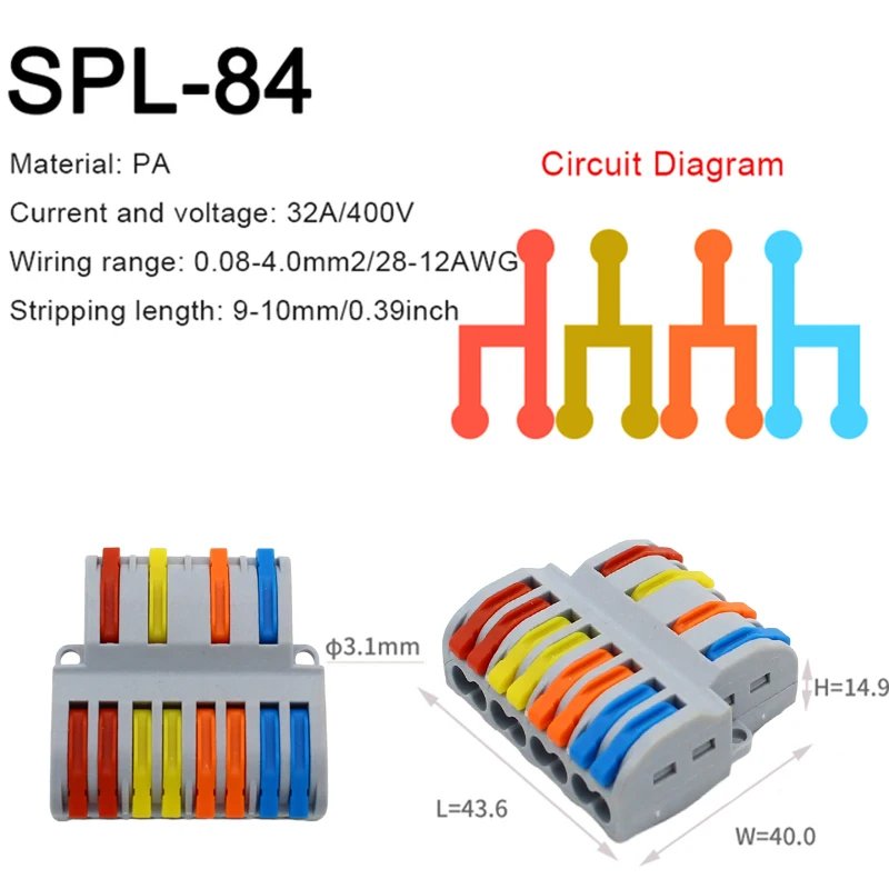 1 in multiple out Quick Wiring Connector Universal Splitter wiring cable Push-in Can Combined Butt Home Terminal Block SPL  222