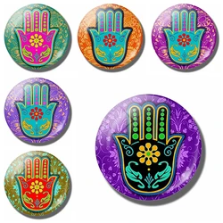 Hamsa 30 MM Fridge Magnet Yoga Hand of Fatima Judaica Glass Cabochon Magnetic Refrigerator Stickers Note Holder Home Decoration