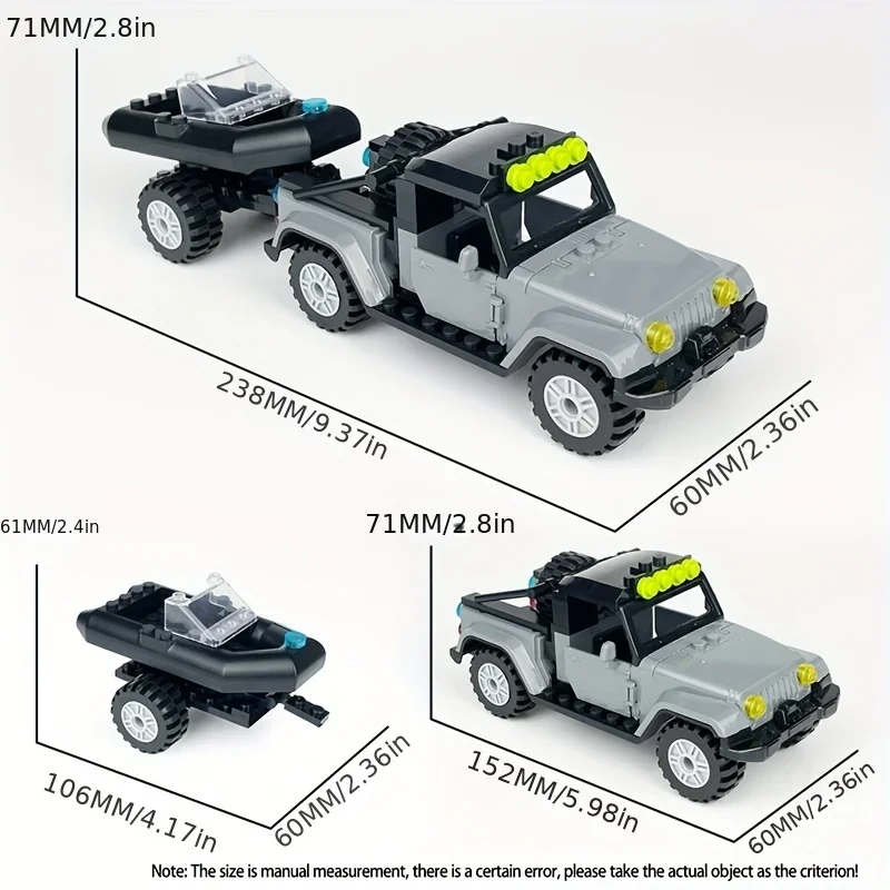 88 قطعة نموذج محاكاة صغيرة تعليمية رمادية معركة الفأس شاحنة بيك اب سيارة تجميعها بناء لعبة المكعبات هدية #2