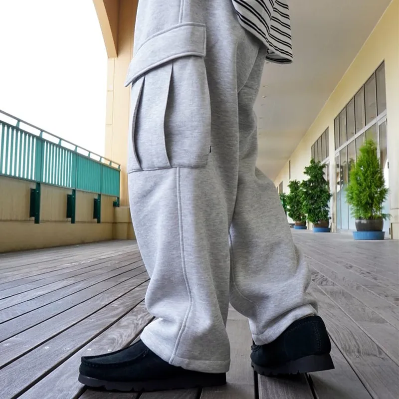 22aw Japanese Loose Drawstring Large Pocket Ankle Cinching Plush Sports Long Pants for Men