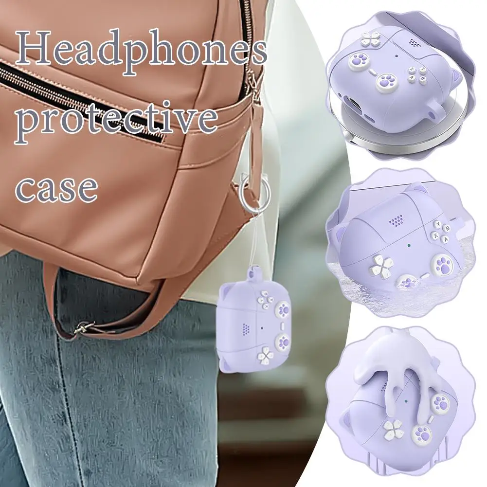 Soft Shell Case Cover For AirPods4 case Cute Style Protector with Anti-drop Key Chain for Women Men O4K4