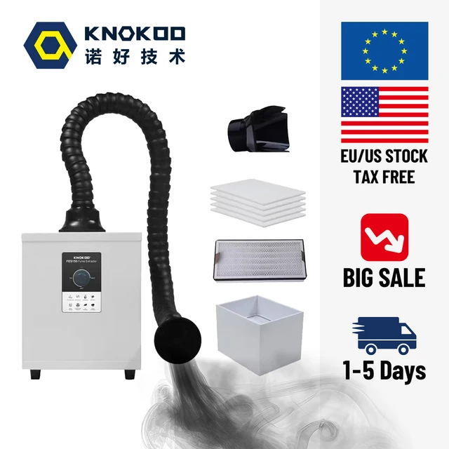 KNOKOO Odsysacz Dymu Spawalniczego FES150 Absorber Dymu Spawalniczego Oczyszczacz Powietrza do Salonów Keratynowych, Odkurzacza do Paznokci, Laseru i Druku 3D