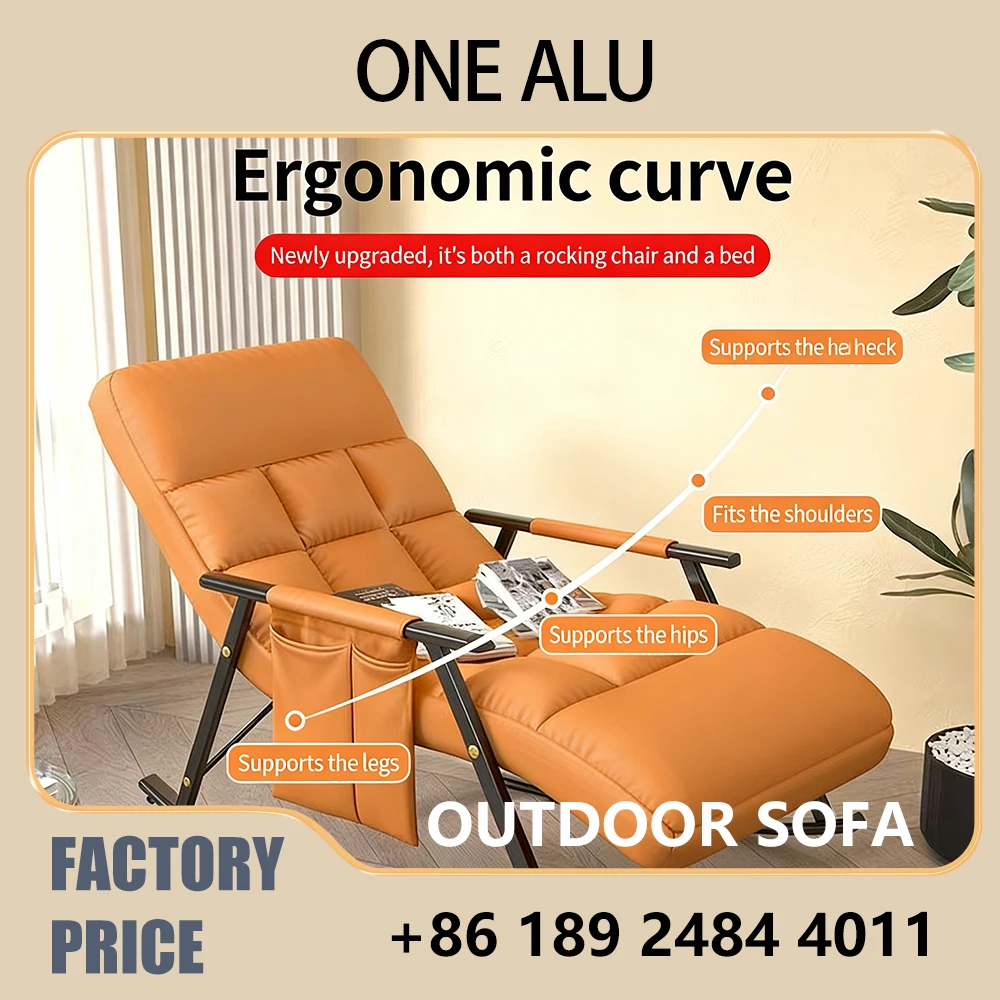Waterproof Rocking Lounge Chair - Ultimate Outdoor/Indoor Relaxation Easy-Clean Tech Fabric, Reclining Backrest, Removable Cover