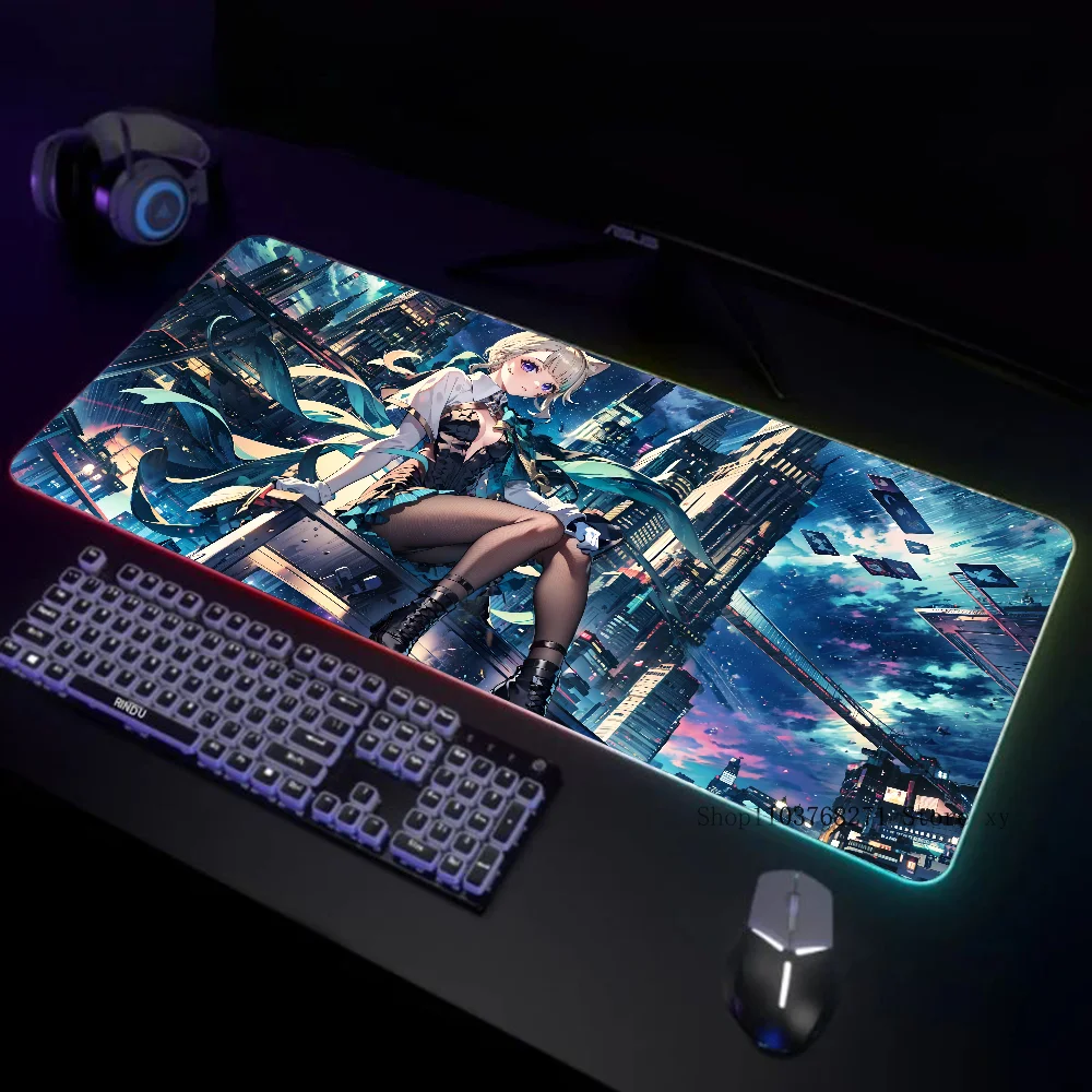 Lynette Genshin Impact Mousepad XXL RGB Gaming Mouse Pads HD Black Gamer Accessories Large LED