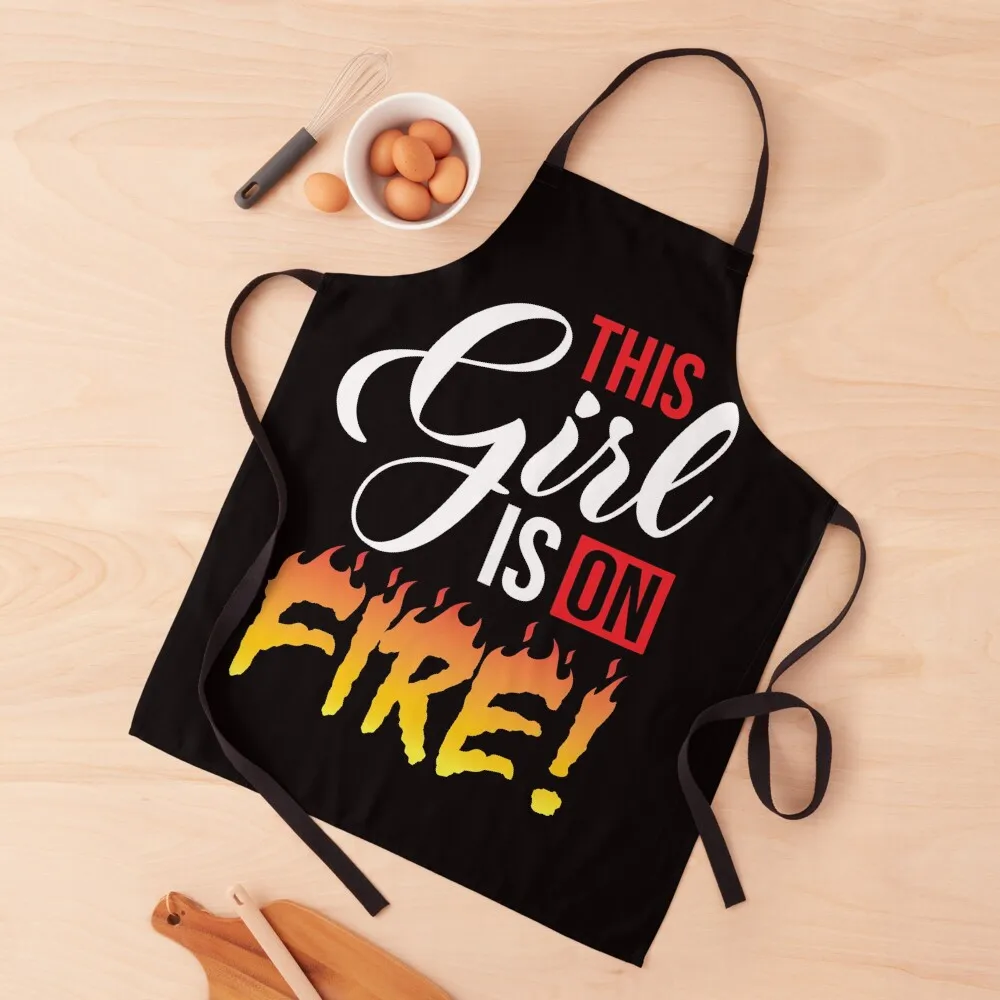 

Ths girl is on FIRE! Apron christmas kitchen cloths Cute Kitchen Accessories restaurant accessories for kitchen useful Apron