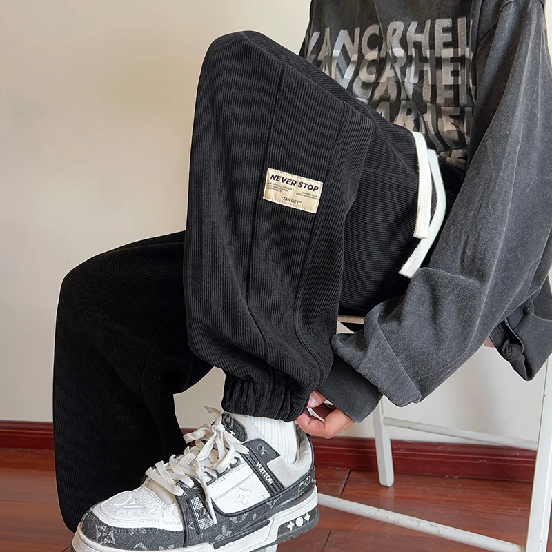 

Youth American Sle Retro Heavyweight Sweatpants Men's Spring Autumn New Sle Cuffed Sports Casual Pants Loose Fit Basic Color