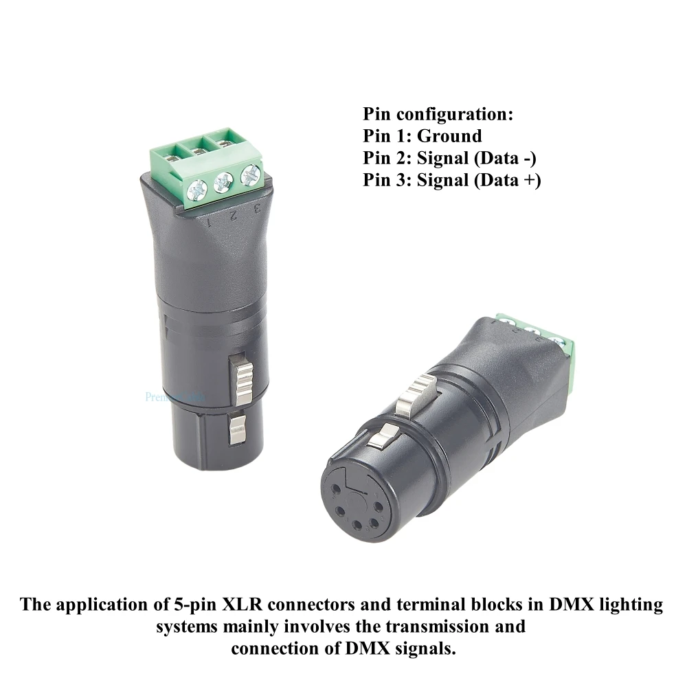DMX512 XLR 5Pin Female to Screw Terminal Block Adapter XLR Balanced Audio Connector for Stage Light, Microphone, Speaker