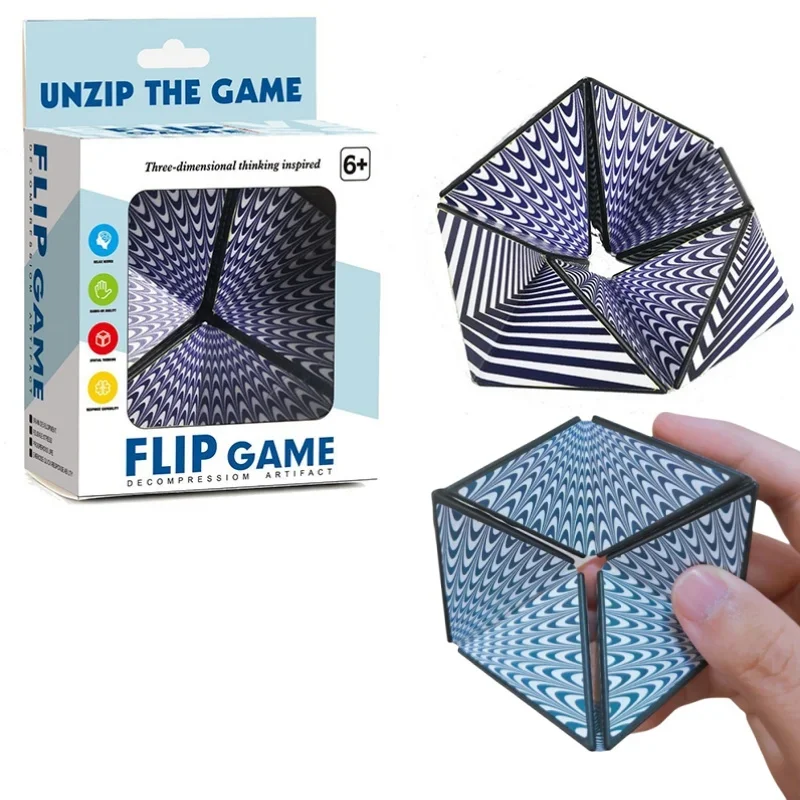 3D Unendlicher Flip-Zauberwürfel Fidget-Spielzeug, Visuelles Sensorisches Anti-Stress-Fingerspitzen-Puzzle, Büro-Schreibtisch Stressabbau-Spielzeug