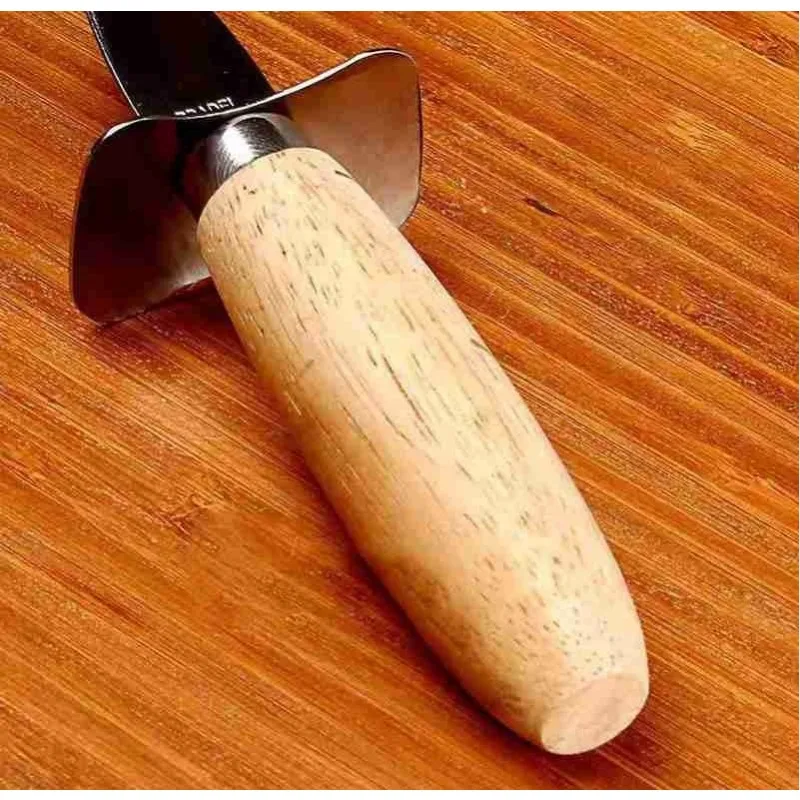 1Pc Steel Seafood Scallop Pry Knife with Wooden Handle Oyster Knives Sharp-edged Shucker Shell Seafood Oyster Knife Opener