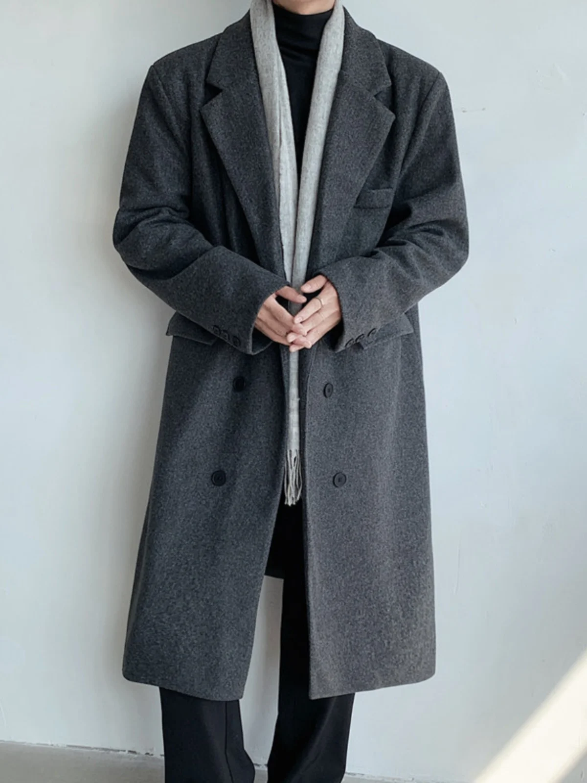 Ele Wollen jas voor heren Knielengte Halflange Briti Sle Casual Faion Warmth-Kee Double-Breasted jas