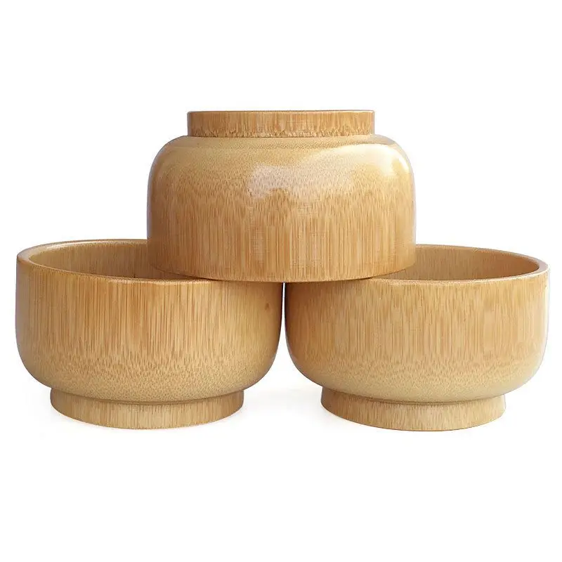 

10pcs Real Wood Bamboo Bowl Environmental Protection Wooden Bowl Anti-Drop Children Bamboo Wood Bowl Spoon