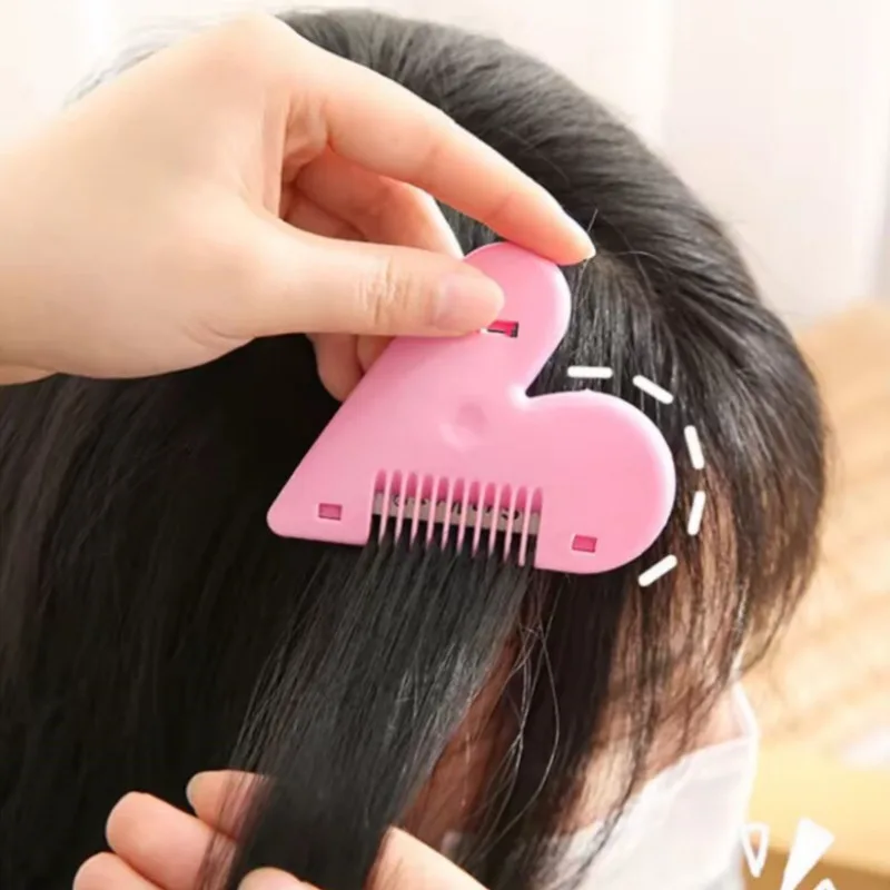 3PCS/set  Pink Peach Heart Double Sided Hair Comb Trimmer, Love Heart Hairband Thinning and Trimming Comb Trimmer
