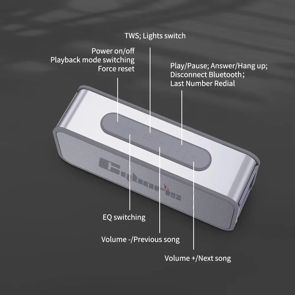Poderoso alto-falante Bluetooth 80W IPX6 à prova d'água 5200mAh Bateria portátil interno externo alto-falantes sem fio de graves profundos com RGB