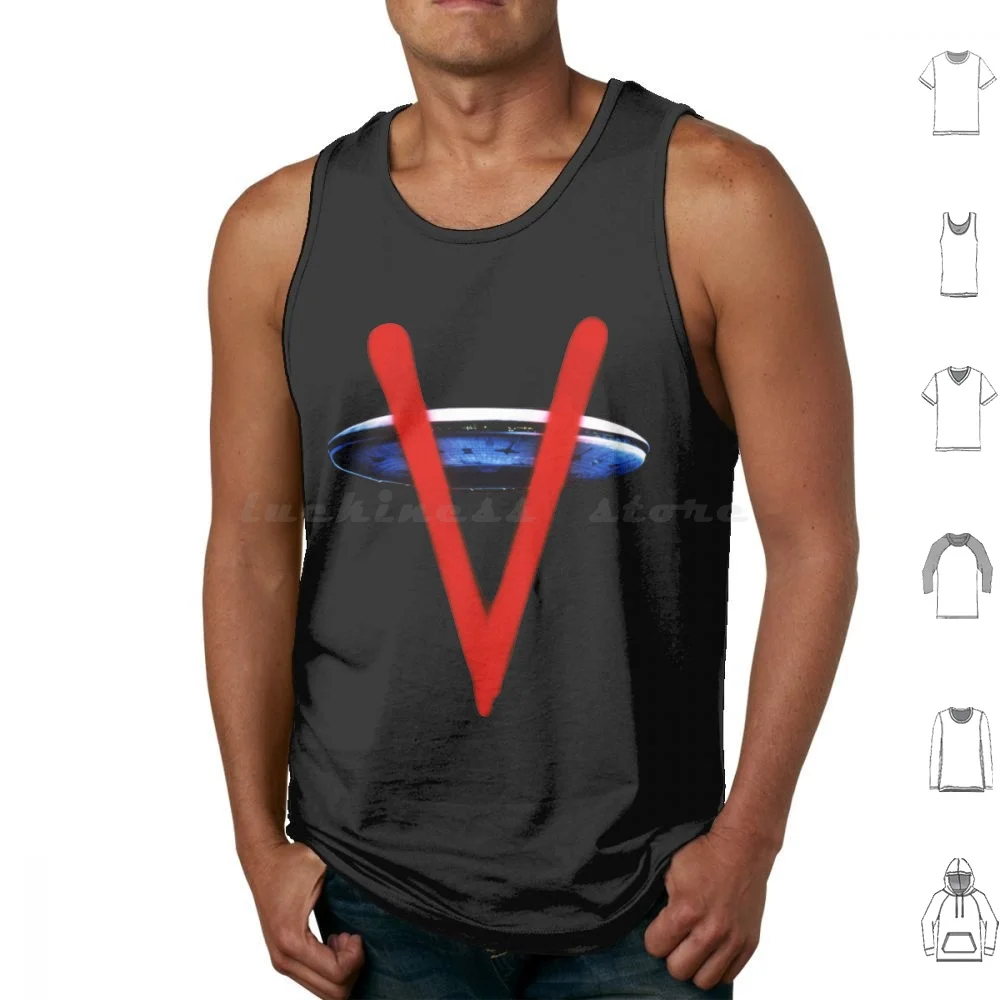 V The Reptilians Tank Tops Print Cotton Powder Red Martians Reptiles Reptilians Conquer Humanity Here The Eighties