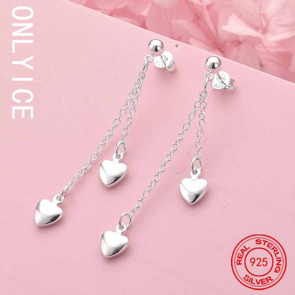 

New 925 Sterling Silver Hearts Earrings For Women Fashion temperament Beautiful net Gifts Street all-match Jewelry