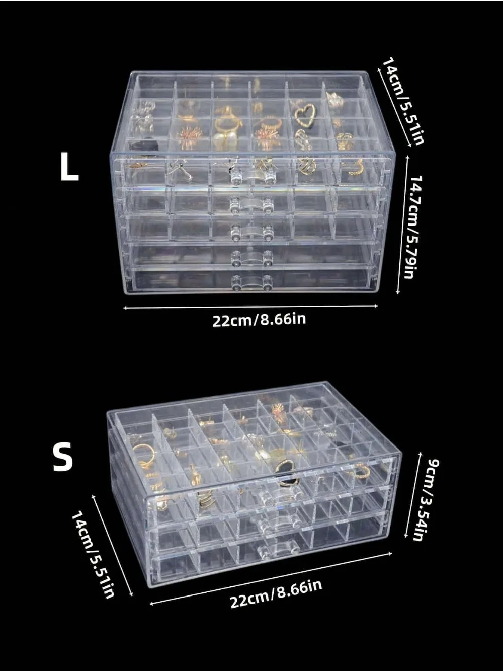 1pc Transparent Plastic Storage Box With 120/72 Compartments, Jewelry Organizer With Drawers For Rings, Earrings, Necklaces