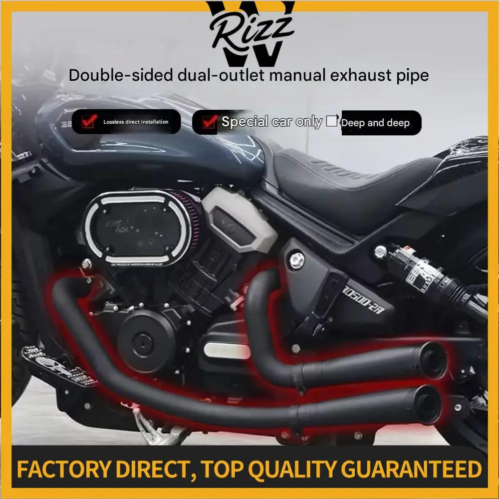 【Factory Direct】Motorcycle Full Dual Side Handmade Stainless Exhaust Fit BENDA Dark Flag 500