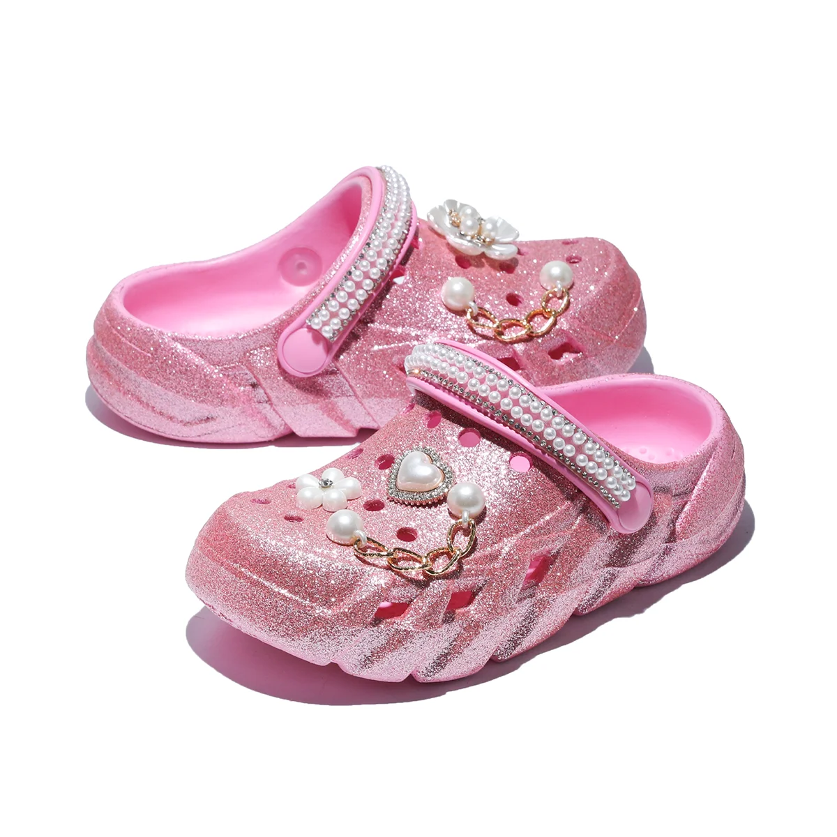 Kinder-Glitzer-Clogs und Pantoletten, Leichte EVA-Gartenschuhe, Rutschfeste Sandalen, Atmungsaktive Slip-On-Schuhe für Drinnen und Draußen 2501 – Detail 4