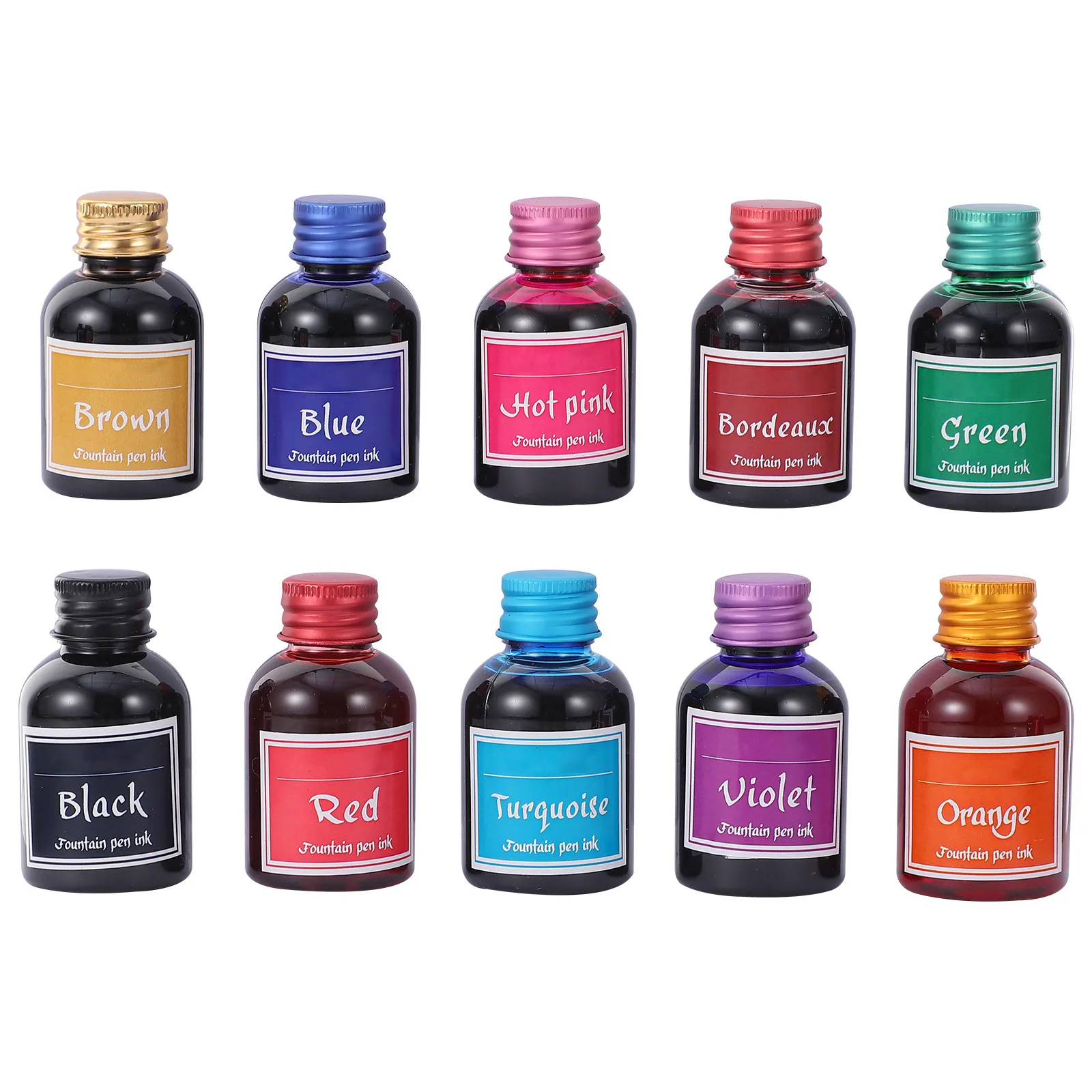 10 Bottles Fast-Drying Calligraphy Ink Set Non-Carbon Fountain Pen Dip Pen Ink for Drawing Sketching Journals Scrapbooks Writing