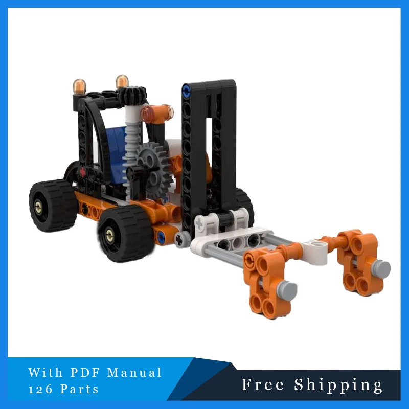 126 pçs série de veículos de engenharia empilhadeira tecnologia moc criativo bloco de construção modelo crianças diy montagem presente aniversário
