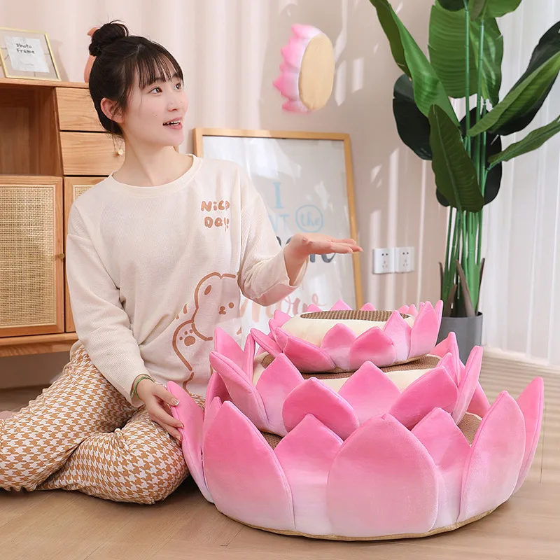 20 ~ 80cm rosa Lotusblume Sitzkissen Stoff Punkt rutsch fest Sommer cool Innen boden Plüsch Kissen Pflanze Dekor Plüsch peluche