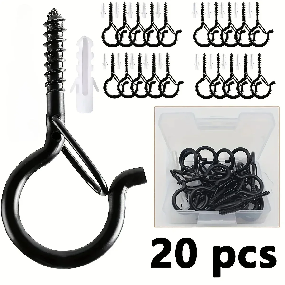 4PCS Hanger Hooks with Safety Buckle Windproof Screw Hooks Hanging Outdoor String Lights,Ceiling Hook Plants,Christmas Lights