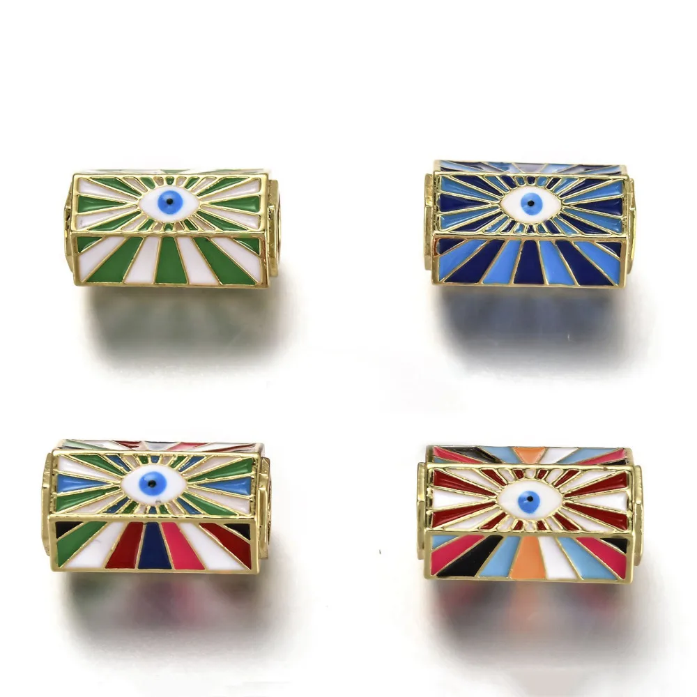 

5 шт., эмалированные подвески Lucky Evil Eye, шестиугольные религиозные латунные подвески для женщин и мужчин, модные ювелирные изделия, браслет, ожерелье, изготовление поделок