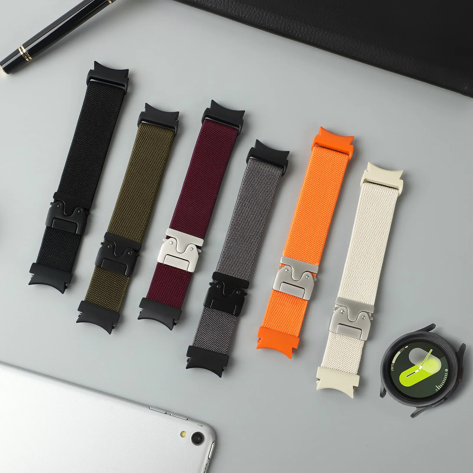 Parachute Strap for Samsung Galaxy Watch 7 FE 6 4 Classic 5 Pro 44mm 40mm 47 No Gaps Stretch Nylon Bracelet Galaxy Watch 7 Band