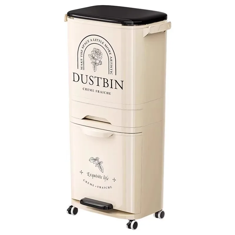 Hands-Free Waste Bin  ‌Premium Kitchen Trash Can Dual-Compartment Garbage Container Odor-Proof Recycling Bin