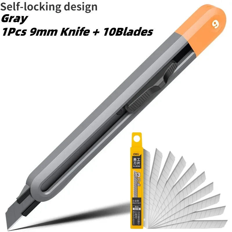 Utility Knife Portable Pocket Box Cutter Retractable 9/18mm T-shape Metal Blade for Office School Home Stationery Supplies Knife