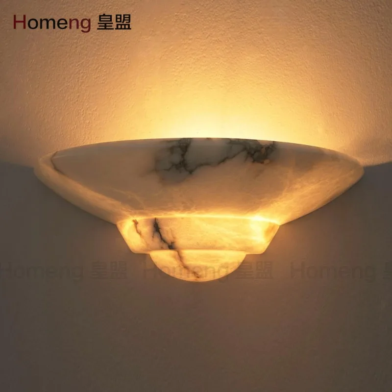 Vintage Spanish Alabaster Wall Sconce, Designer Decor Wall Lamp for Hotel Homestay Bedroom Living Room