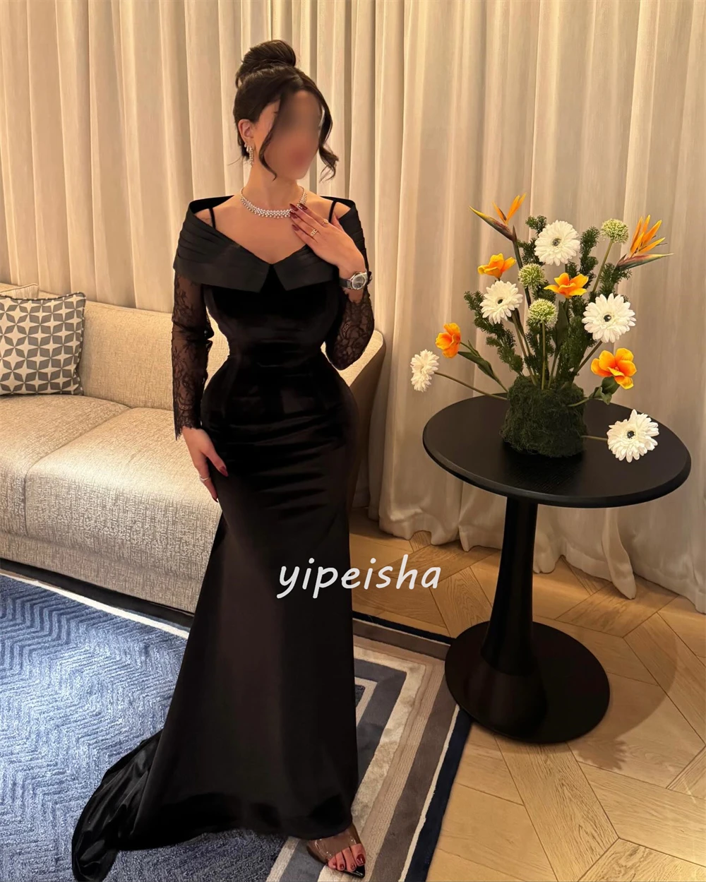 Customized Fashion Classic Jersey Ruched Pleat Mermaid Off-the-shoulder Long Dresses Bespoke Occasion Dresses Matching Elegant