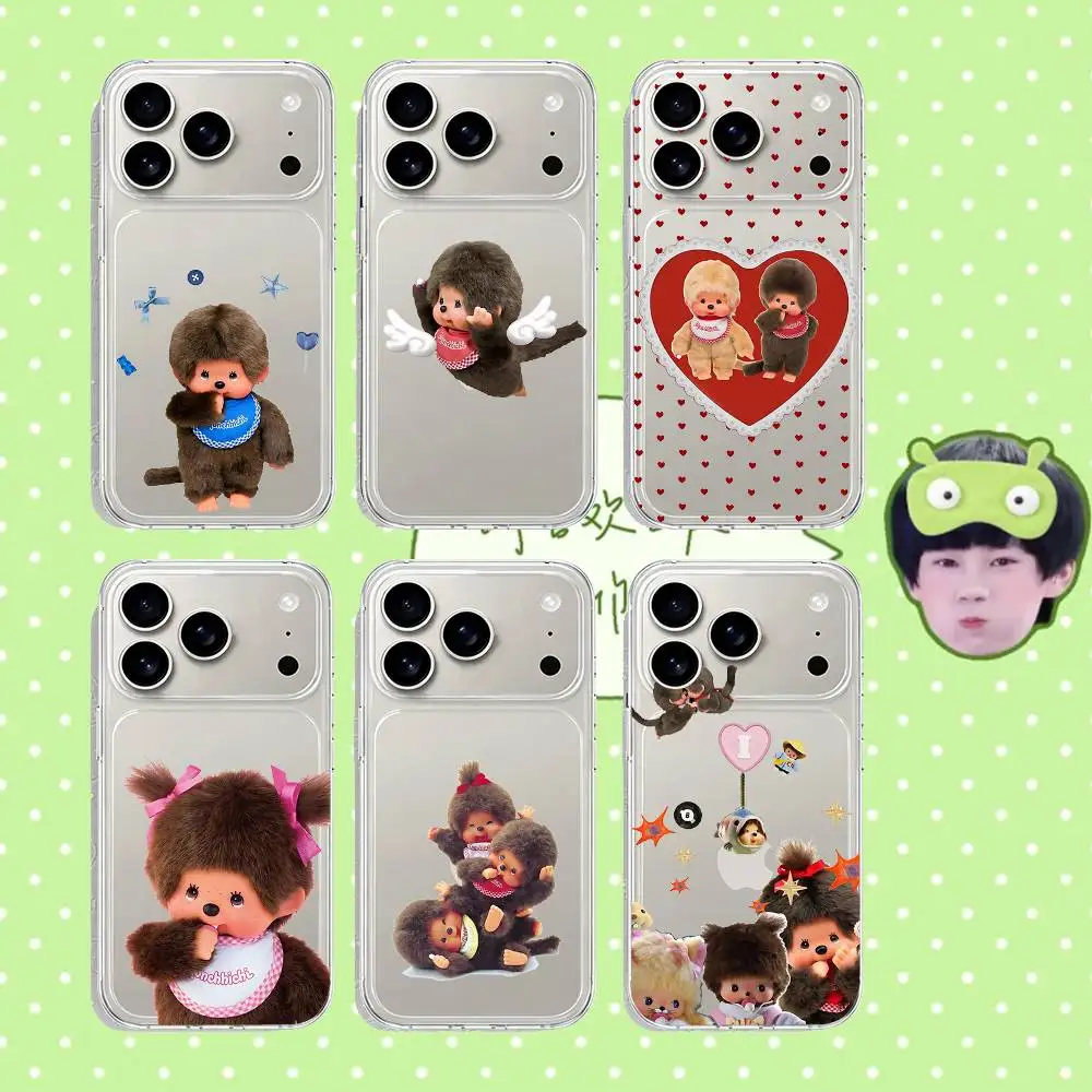 

Cute M-monchhichis Phone Case For IPhone 17 16 15 14 Plus 13 12 11 Pro Max Phone Back Cover Transparent Shockproof Cover