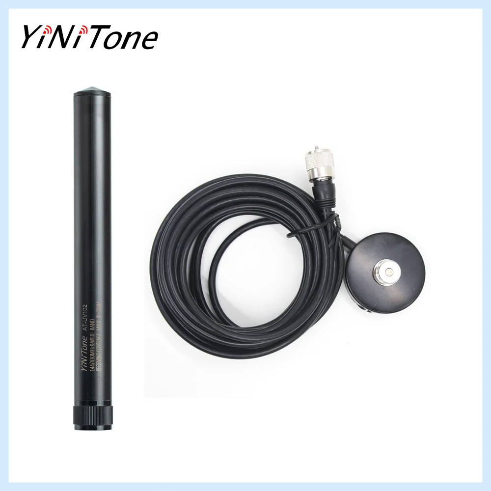 YINITONE UV102 Car Mobile Antenna set 144/430Mhz Short Antenna with 5M Cable MINI Magnetic Base for YAESU KT-8900D BJ-318 radio